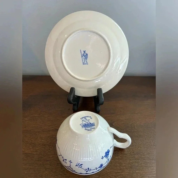Furnivals Limited Denmark Blue Cup & Saucer England Floral Excellent Condition - Picture 6 of 10